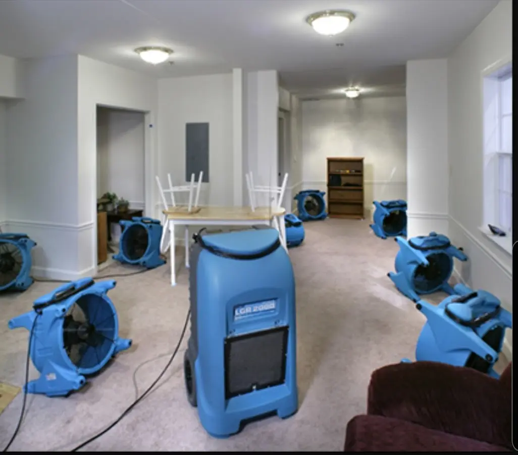 Air movers and dehumidifier setup for Water Extraction & Removal in Tempe